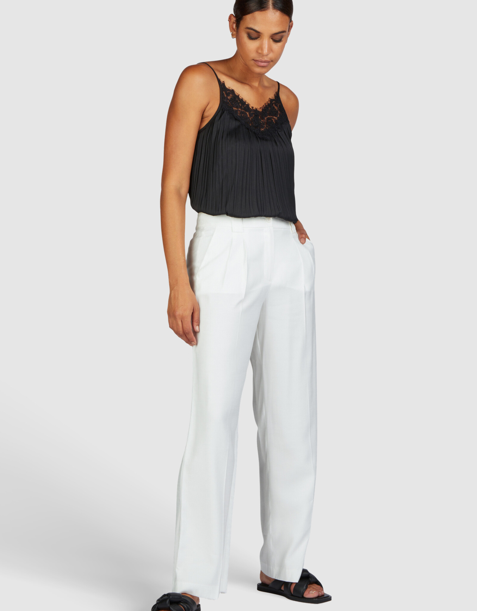 Marc Aurel Top Plisse Kant Black