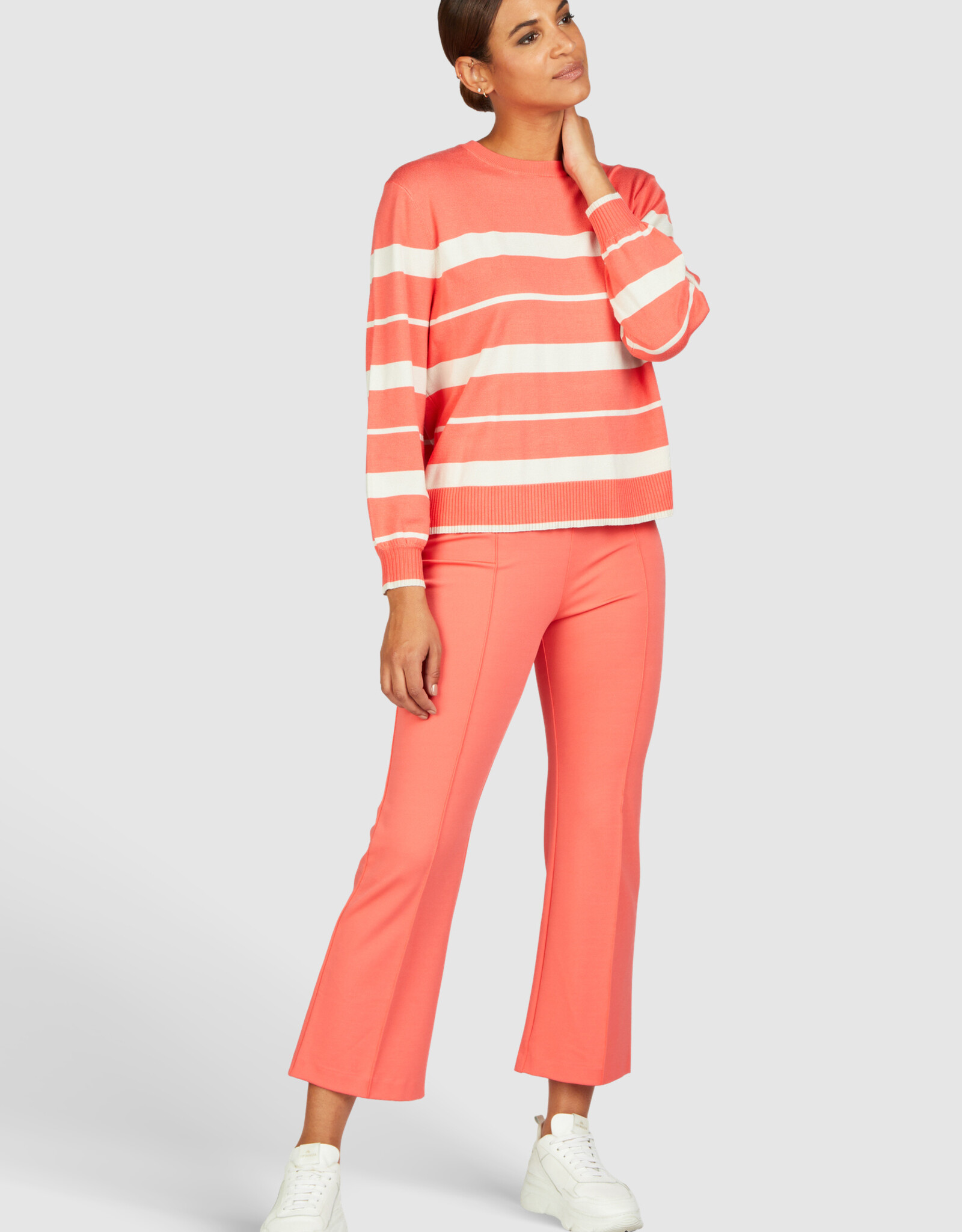 Marc Aurel Thema Oriental Bazaar Pullover Coral met Beige Streep