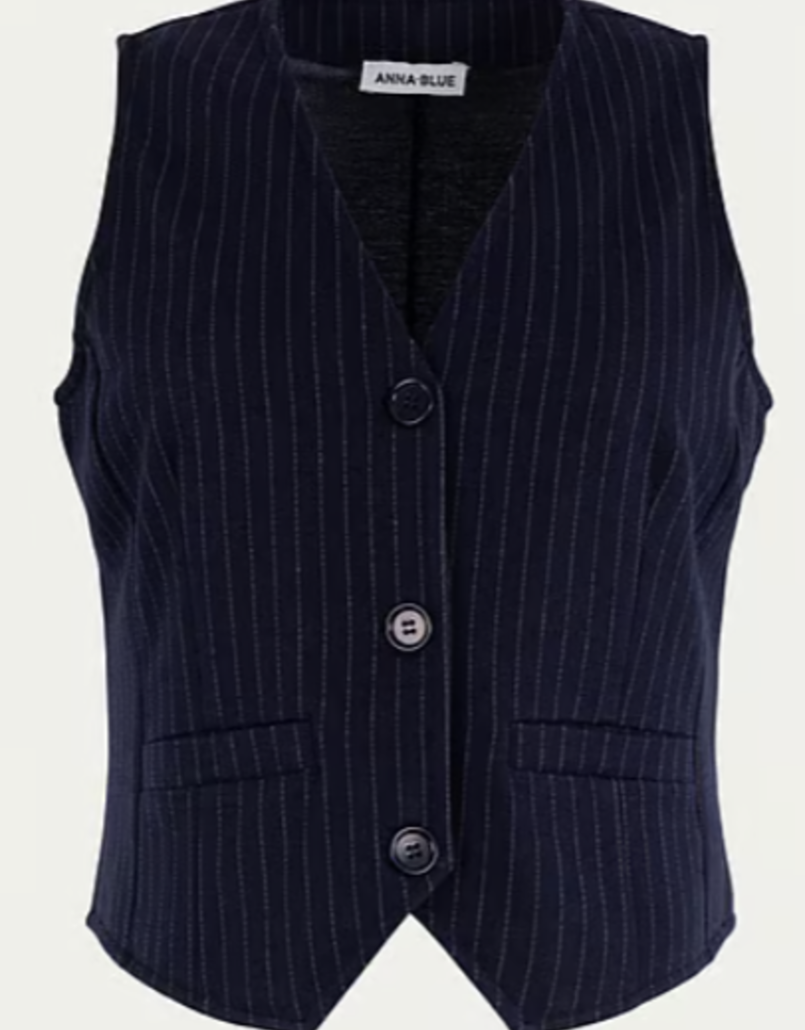 Anna Blue Vesty Krijt Streep Gilet