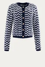 Anna Blue Vest Tweedy Zigzag blauw Wit