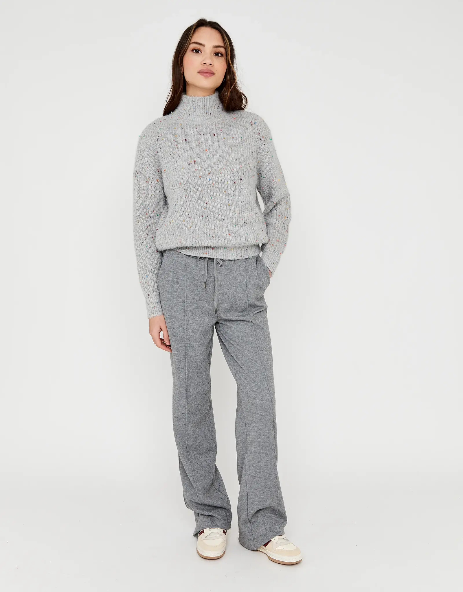 Anna Blue Pullover EnyaTurtle Spikkel Light Grey Melange