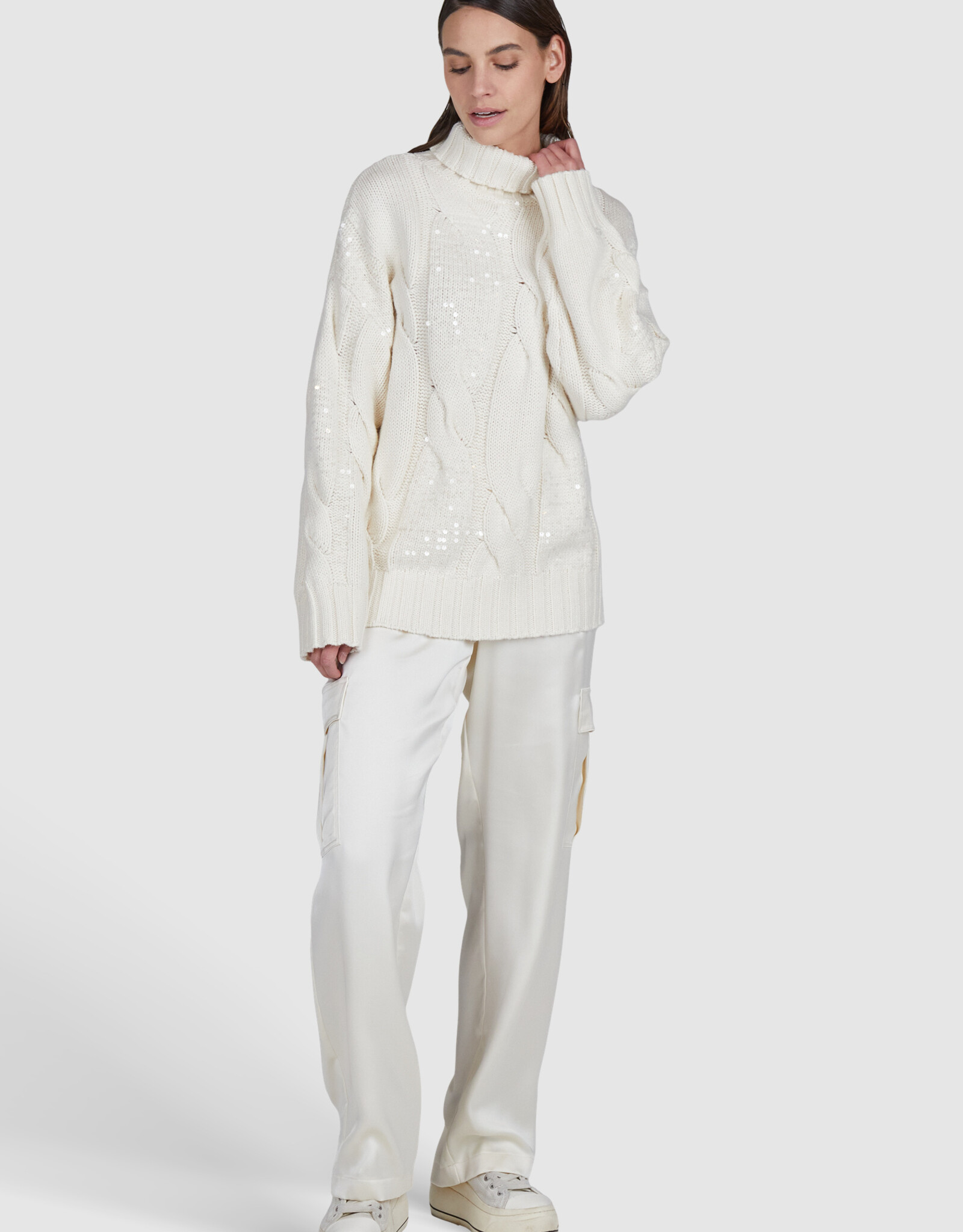 Marc Aurel Thema Eternal Ivory Gebreide Pull Over Coll Glitter Creme Milk