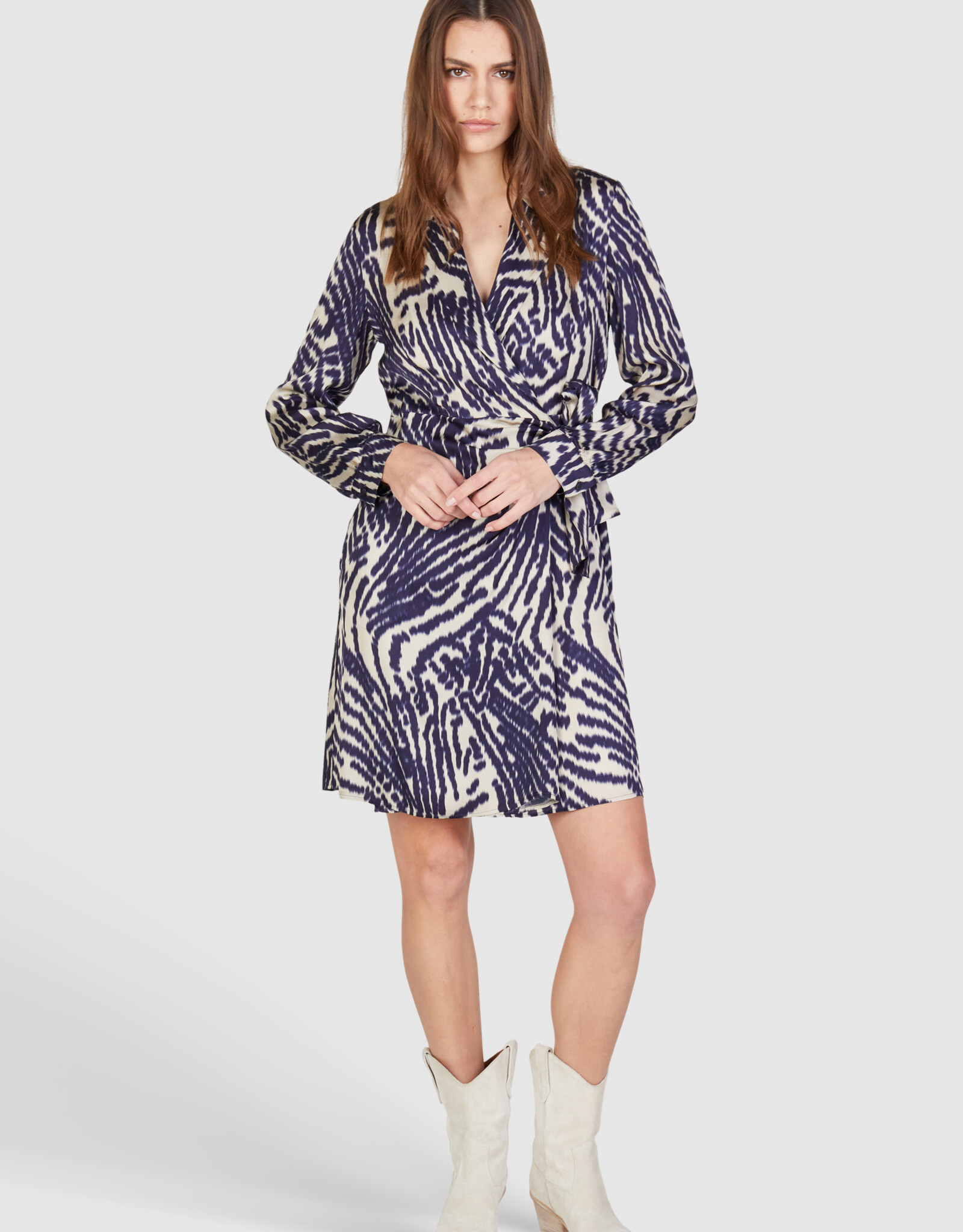 Marc Aurel Thema 7  Jurk Overslag Print Night Blue Sand