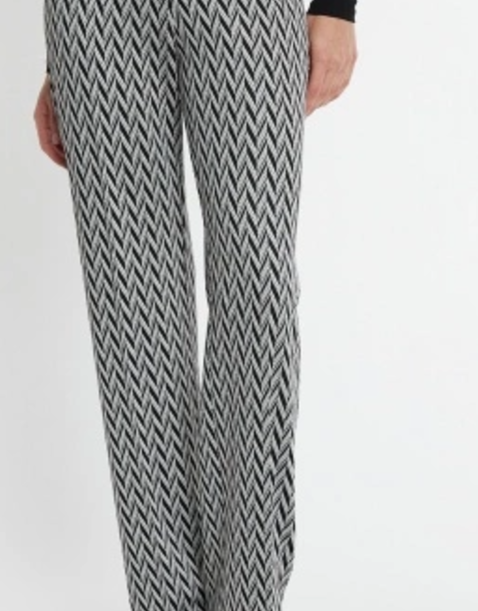 Ana Alcazar Pantalon Shasia Herringbone Zwart Wit