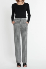 Ana Alcazar Pantalon Shasia Herringbone Zwart Wit