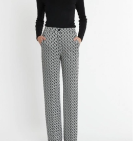 Ana Alcazar Pantalon Shasia Herringbone Zwart Wit