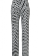 Ana Alcazar Pantalon Shasia Herringbone Zwart Wit