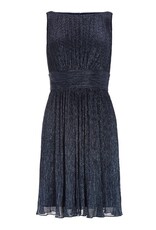 Swing Gepliseerde Metalic Navy Jurk