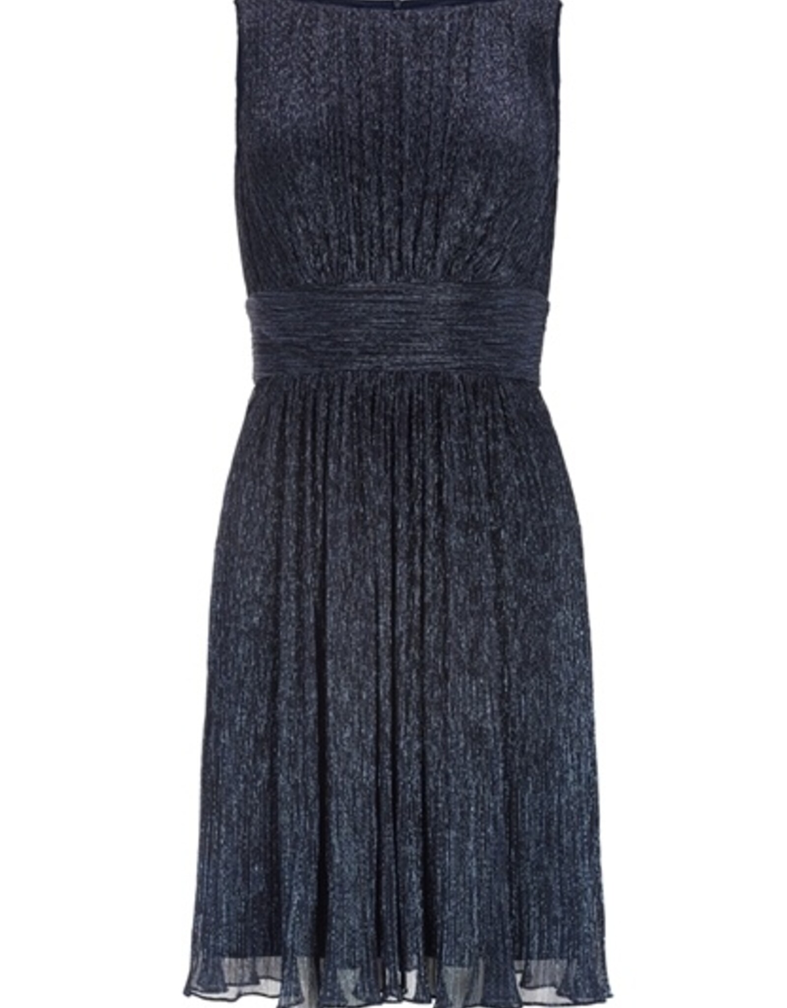 Swing Gepliseerde Metalic Navy Jurk