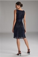 Swing Gepliseerde Metalic Navy Jurk