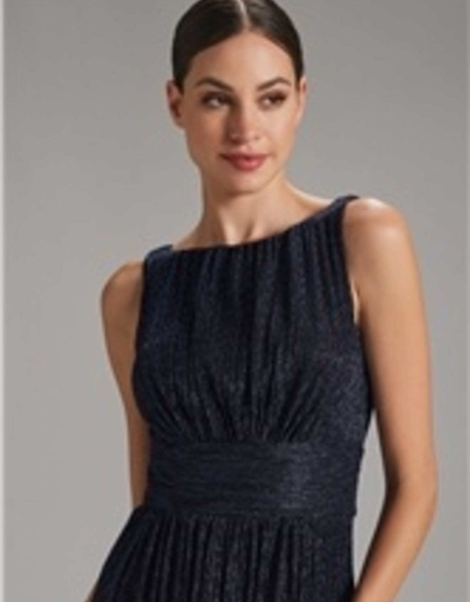 Swing Gepliseerde Metalic Navy Jurk