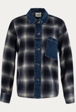 Anna Blue Blouse Jacketti Flannel Ruit Jeanszak Denim Check