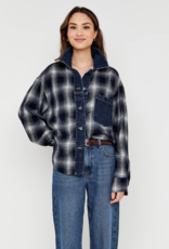 Anna Blue Blouse Jacketti Flannel Ruit Jeanszak Denim Check
