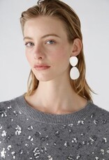 Oui Pullover Grey Met Pailletten