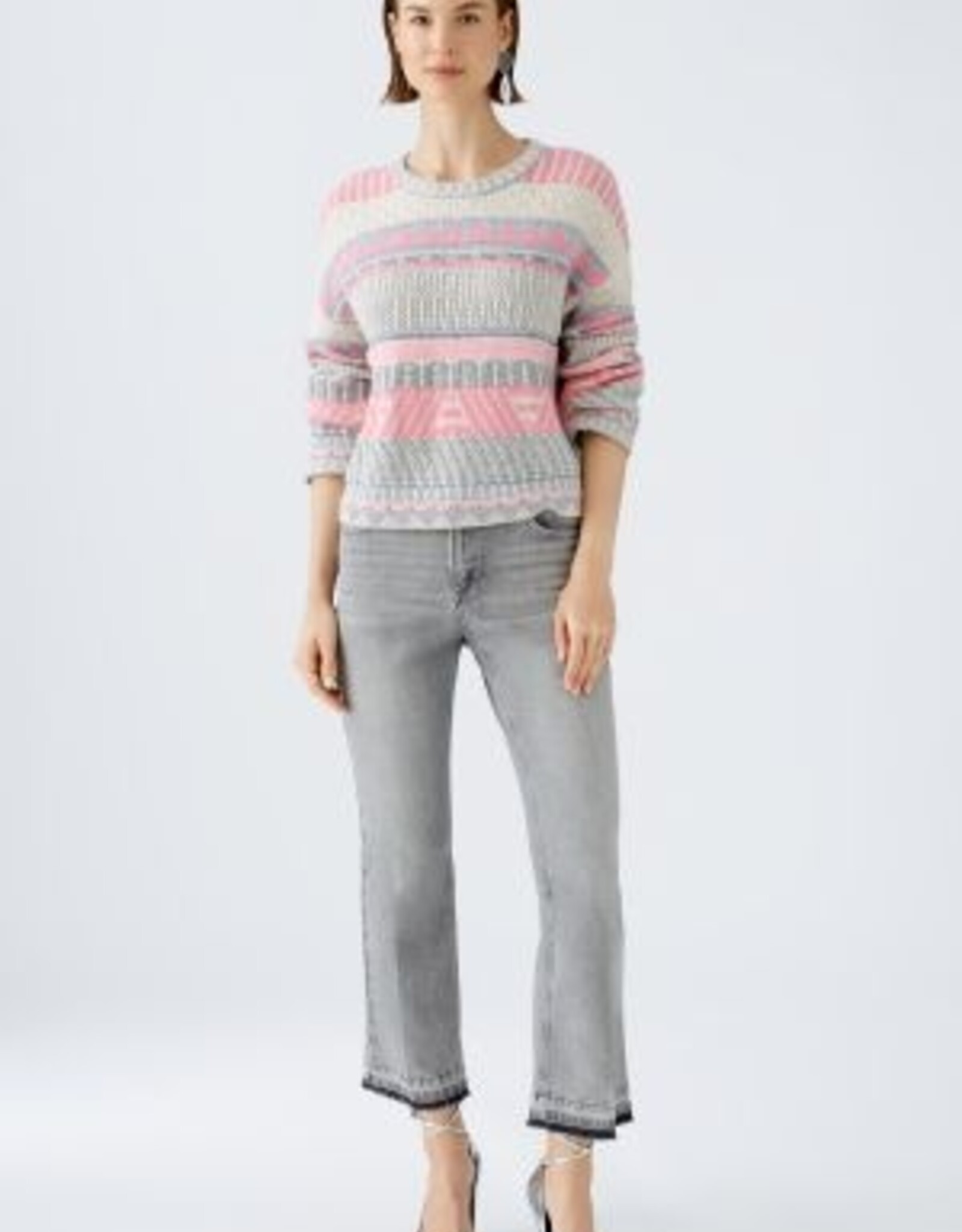 Oui Pullover Grijs Rose Beige