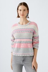 Oui Pullover Grijs Rose Beige