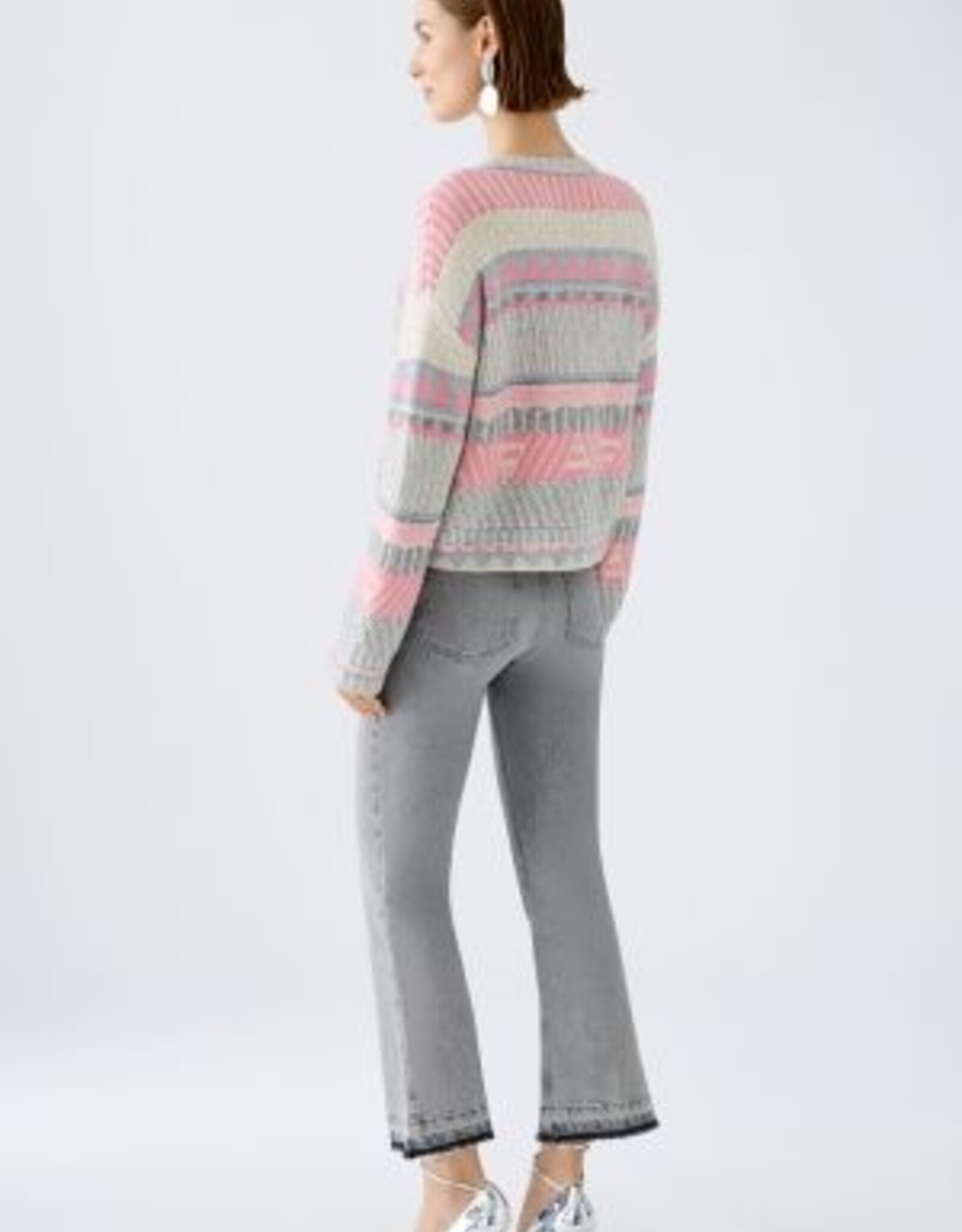 Oui Pullover Grijs Rose Beige