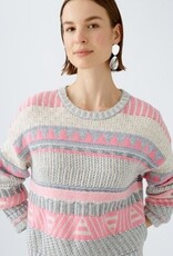 Oui Pullover Grijs Rose Beige