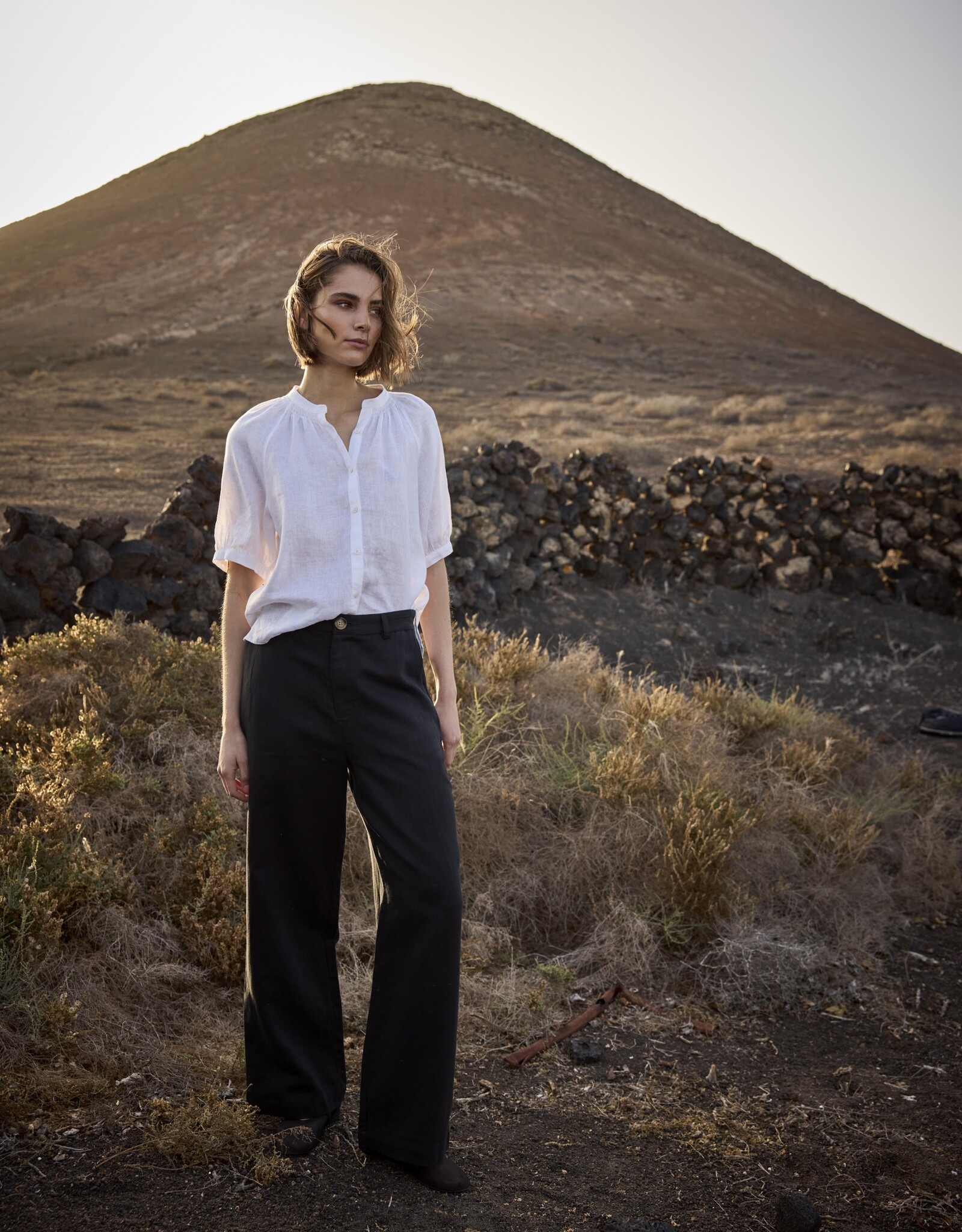 JcSophie Pantalon Geranium Linnen Wijd Black