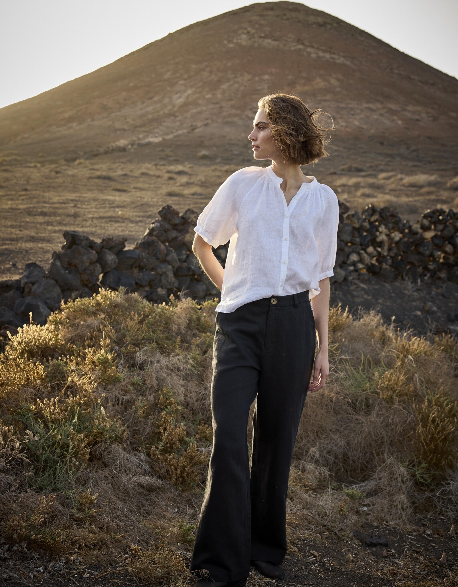 JcSophie Pantalon Geranium Linnen Wijd Black