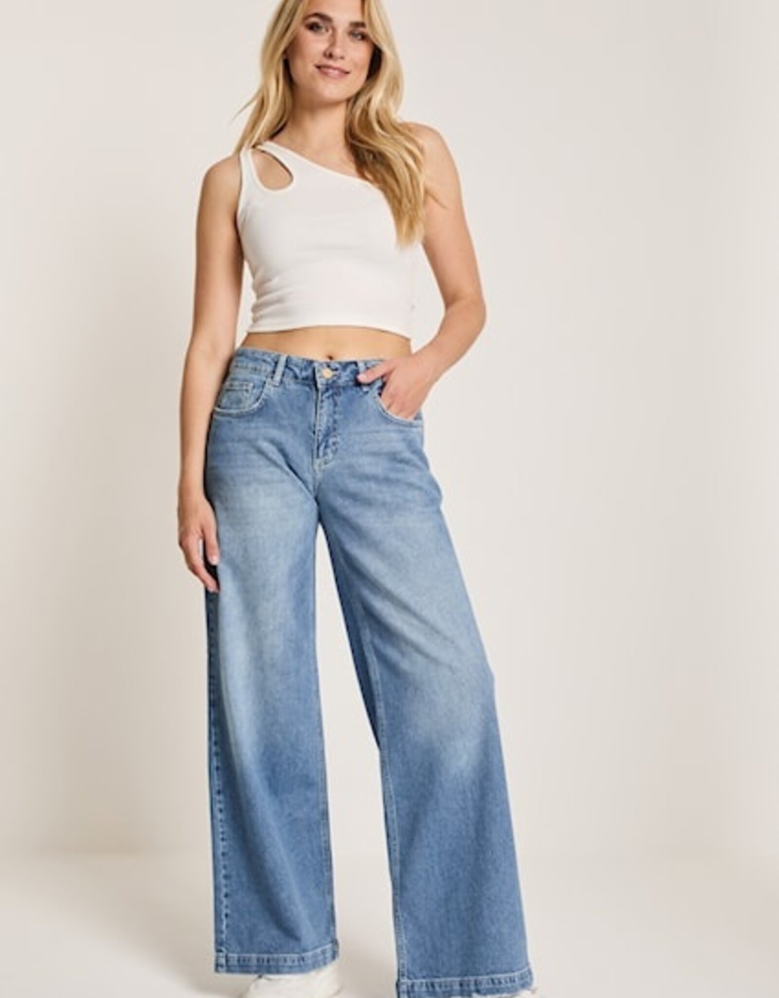 Para MI Cloë Wide Leg 34 Lengte Cosmic Blue