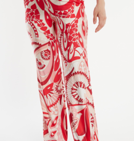 Ana Alcazar Pantalon Wijd Print Rood Wit