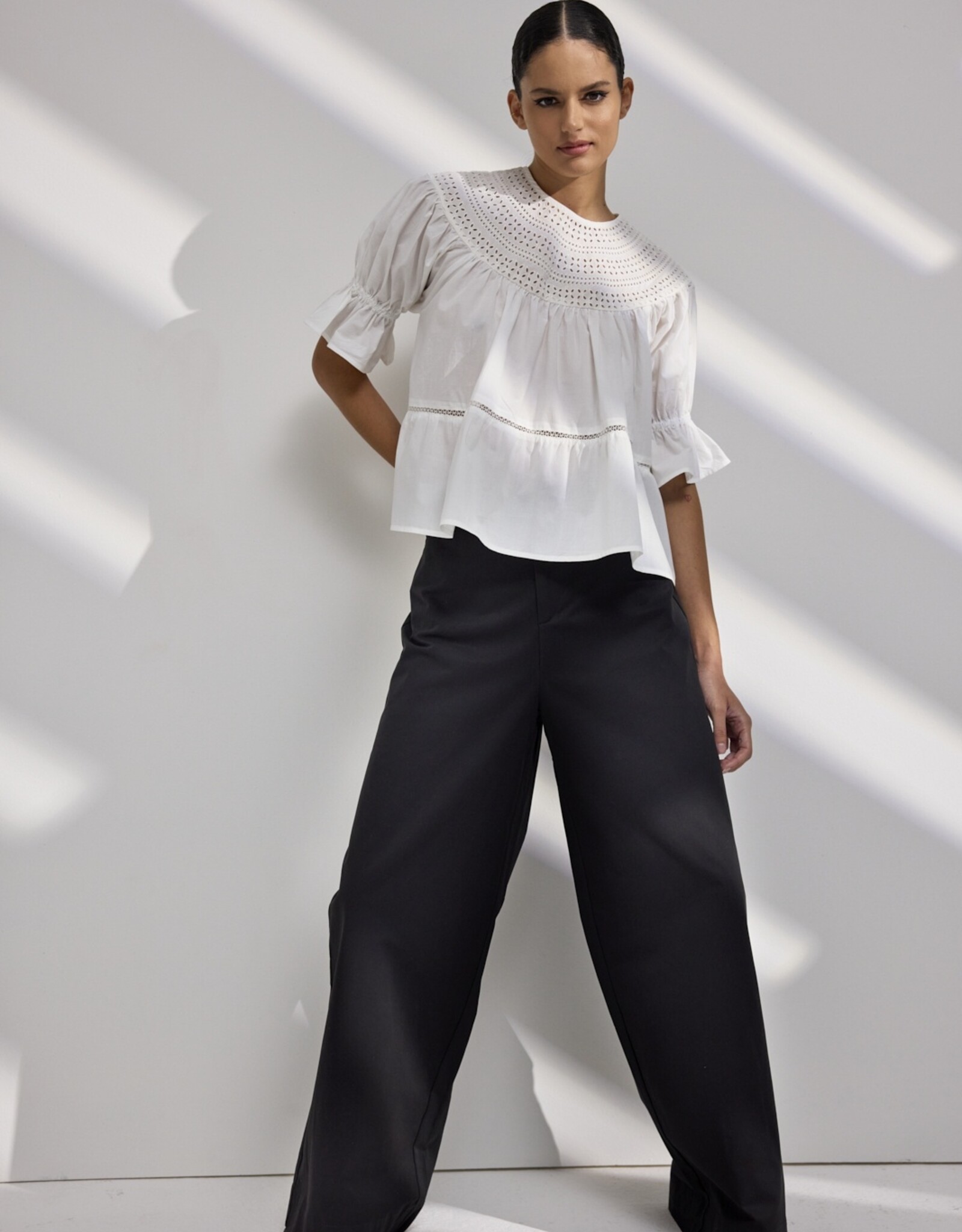 JcSophie Gala Blouse Wit Broderie A-Lijn