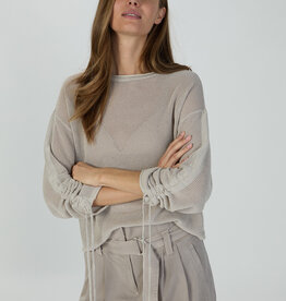 Marc Aurel Thema Silver Dust Pullover Opengewerkt Taupe Silver
