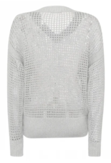 Marc Aurel Thema Silver Dust Pullover Siilver open gewerkt V Hals