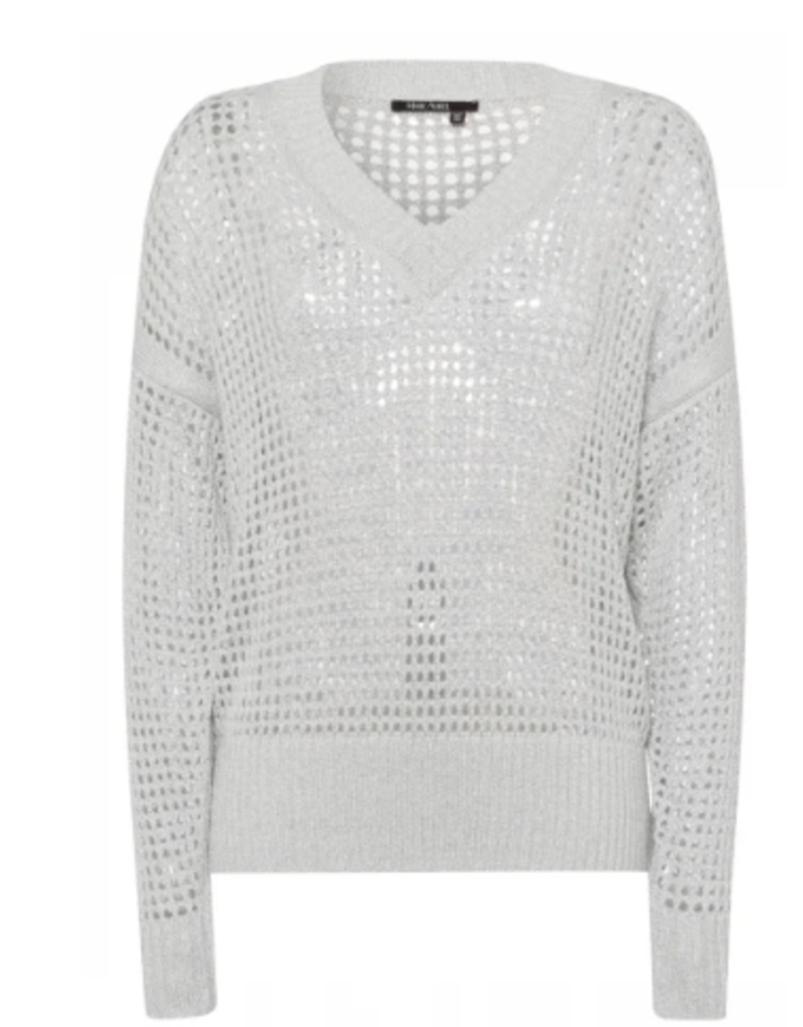Marc Aurel Thema Silver Dust Pullover Siilver open gewerkt V Hals