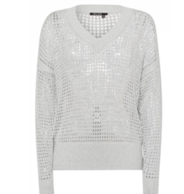 Marc Aurel Thema Silver Dust Pullover Siilver open gewerkt V Hals