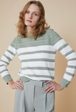 PENNYBLACK Pullover Grazia Streep Jade Wit Steentjes PENNYBLACK Pullover Grazia Streep Jade Wit Steentjes