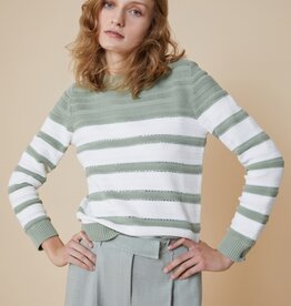 PENNYBLACK Pullover Grazia Streep Jade Wit Steentjes
