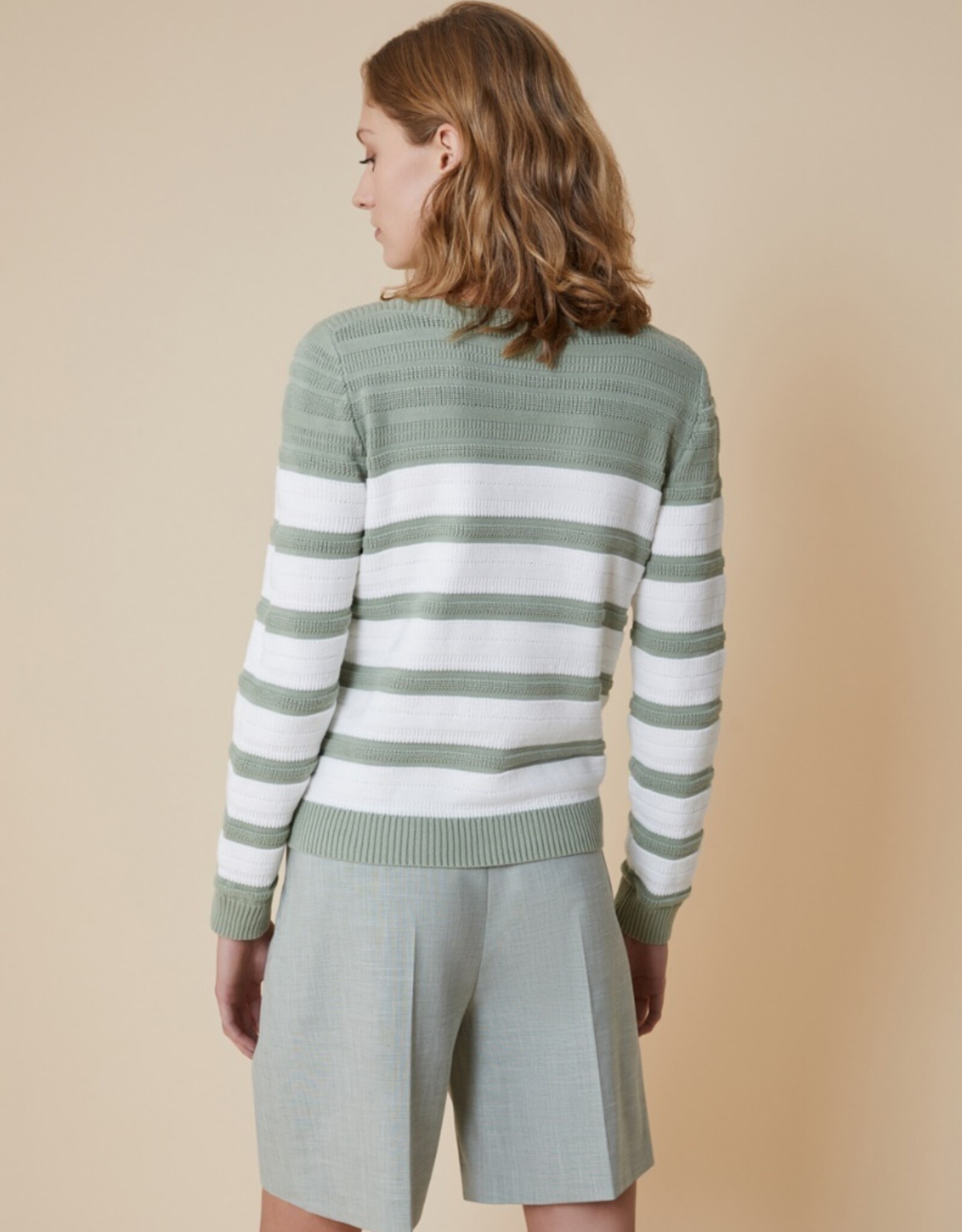 PENNYBLACK Pullover Grazia Streep Jade Wit Steentjes