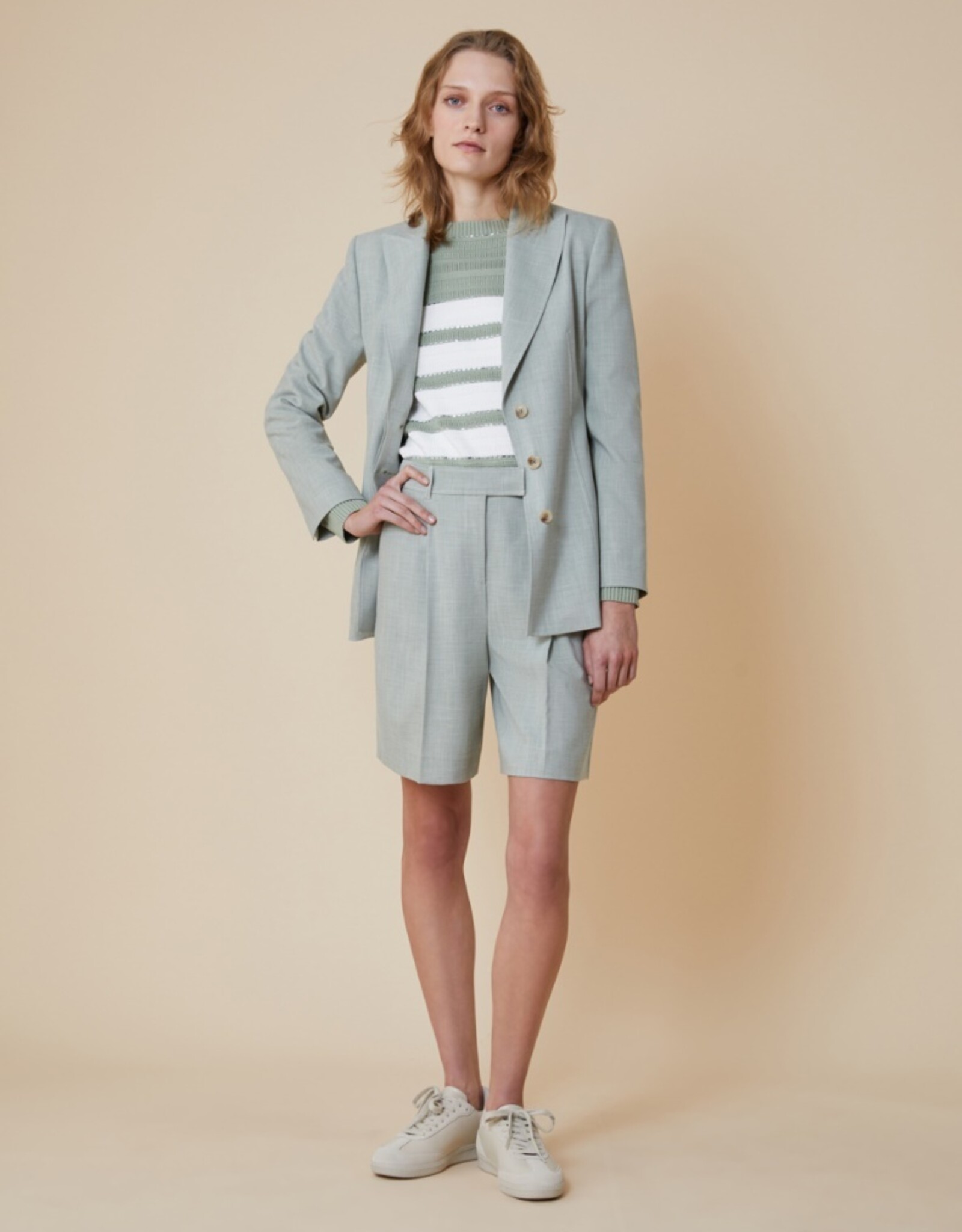PENNYBLACK Pullover Grazia Streep Jade Wit Steentjes