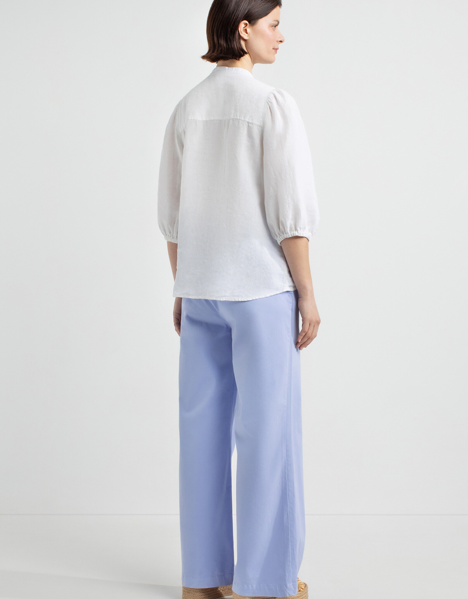 Josephine &CO Blouse Jolene Ronde Hals  Linnen 3/4 Pofmouw  White