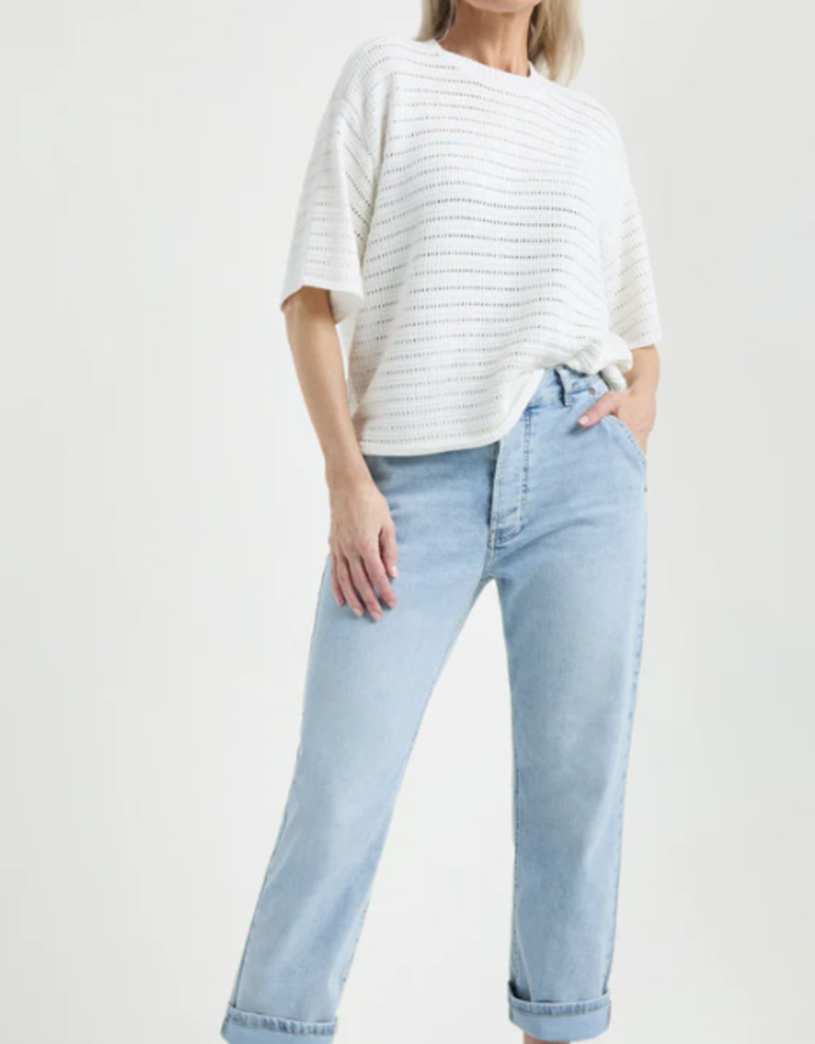 Josephine &CO Pullover Joyce  Kort Wijd Model Opengewerkt White