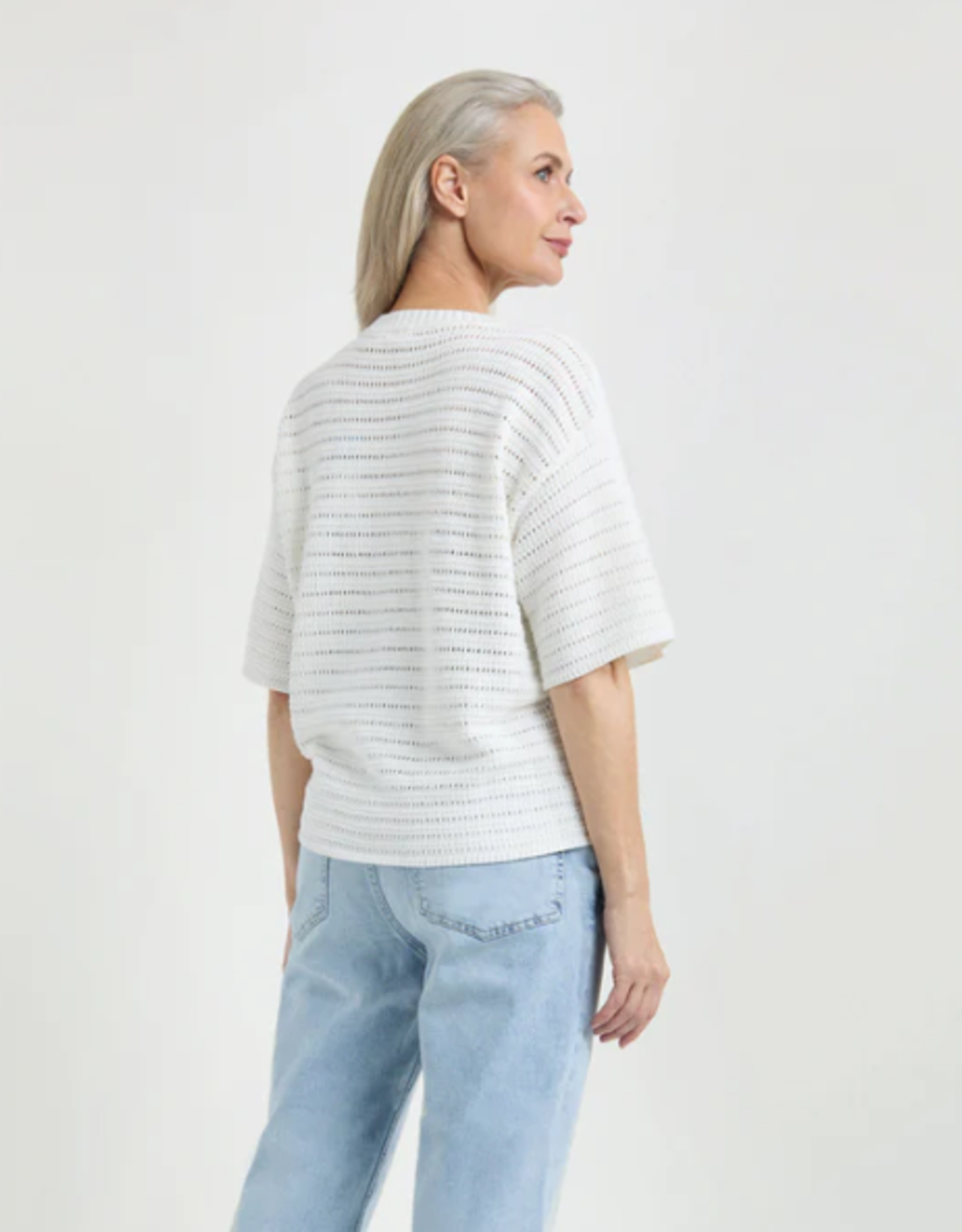 Josephine &CO Pullover Joyce  Kort Wijd Model Opengewerkt White