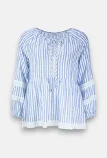 FrogBox Blouse Tuniek Kant  Stripe White  Sky BLue
