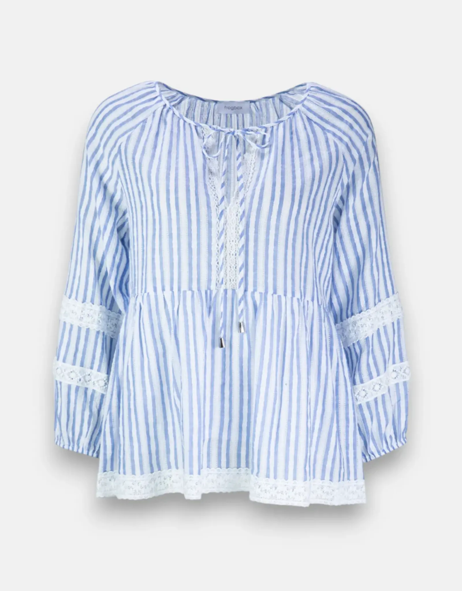 FrogBox Blouse Tuniek Kant  Stripe White  Sky BLue