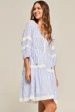 FrogBox Jurk Kant Stripe Volcano Grey