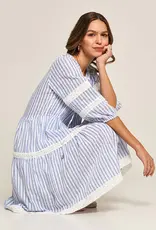 FrogBox Jurk Kant Stripe Volcano Grey
