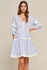 FrogBox Jurk Kant Stripe Volcano Grey