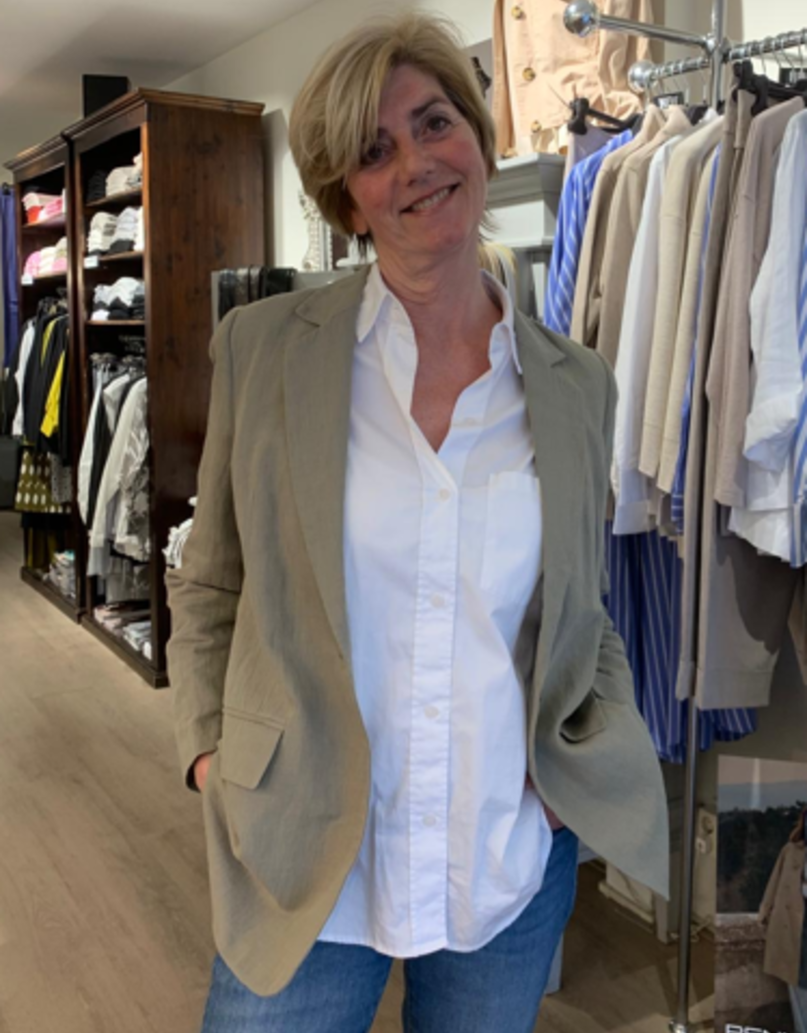 JcSophie Blazer Gem Linnen Olive Green
