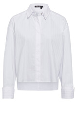 Marc Aurel Thema Taupe Silver White Blouse Wit Streep Zilver