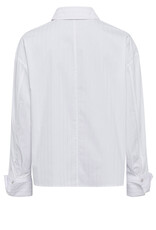 Marc Aurel Thema Taupe Silver White Blouse Wit Streep Zilver