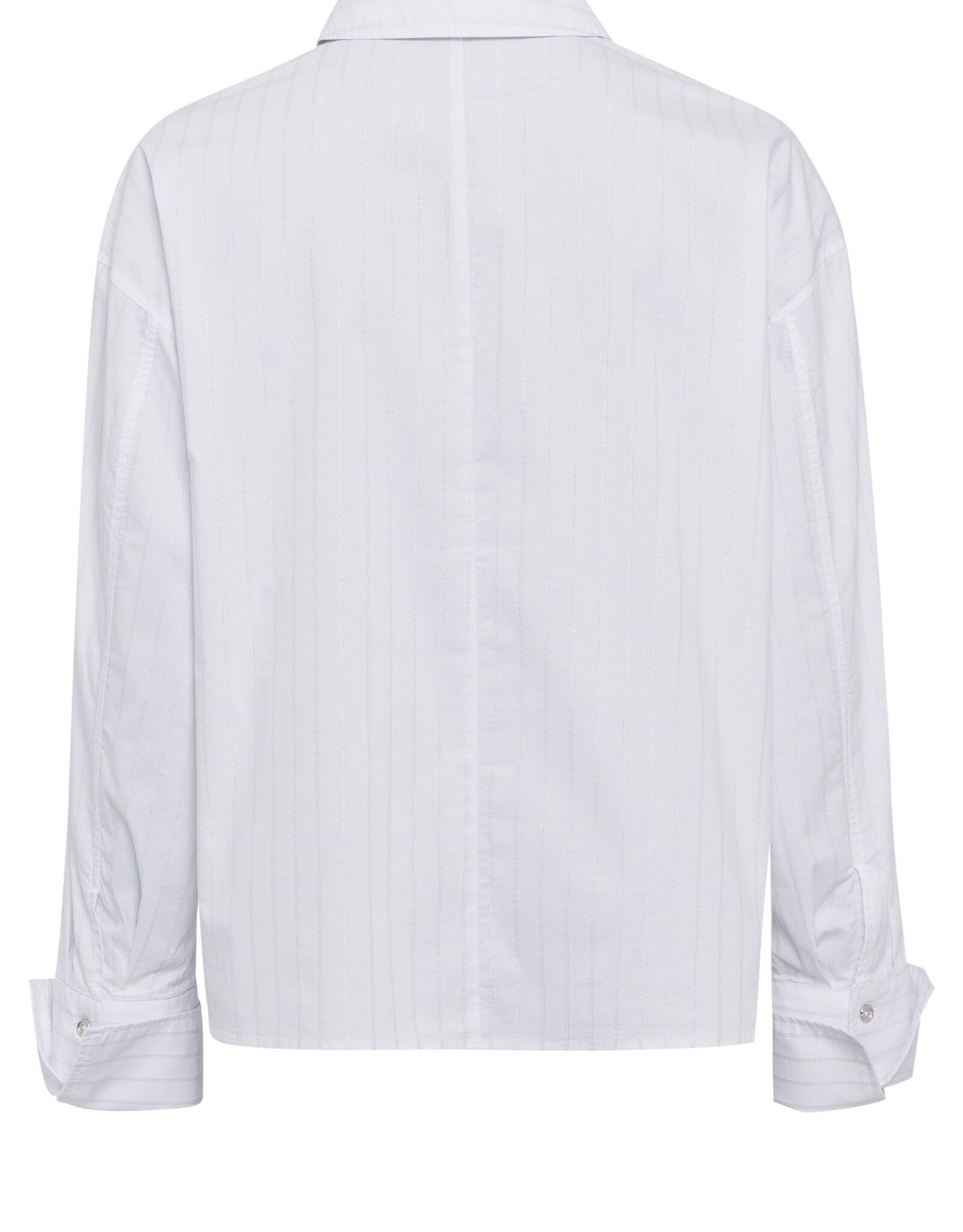 Marc Aurel Thema Taupe Silver White Blouse Wit Streep Zilver