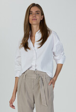 Marc Aurel Thema Taupe Silver White Blouse Wit Streep Zilver