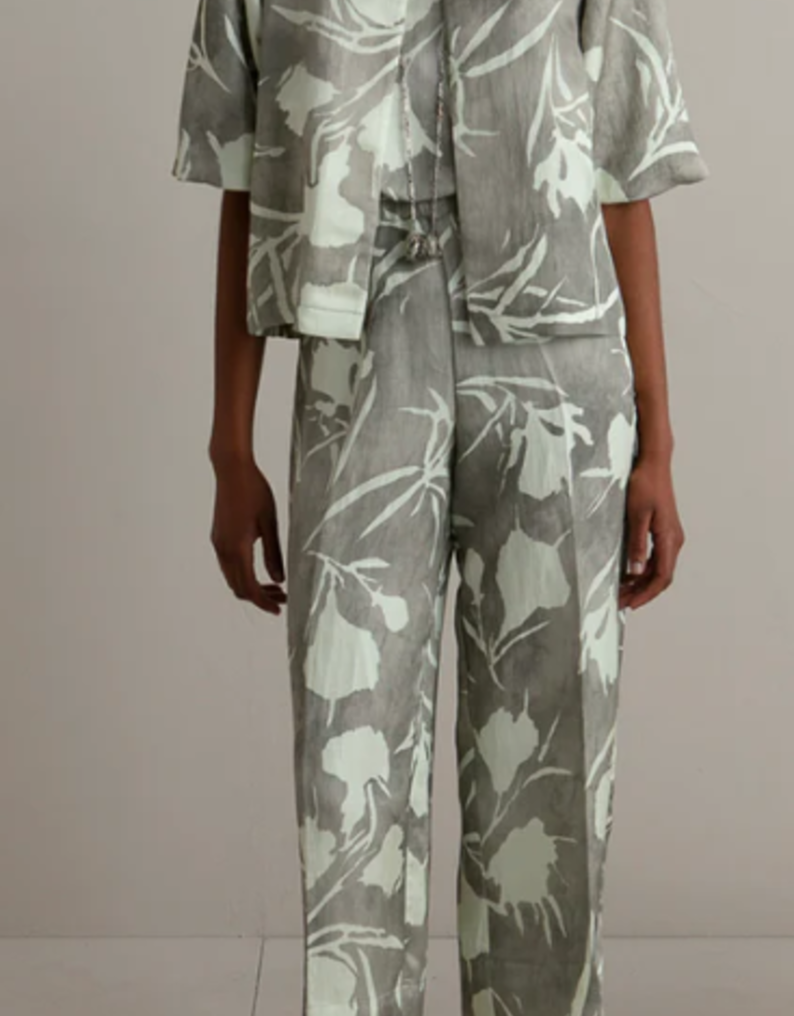 Maria Bellentani Pantalon Biarritz Grijs Wit Print