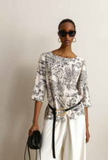 Maria Bellentani Top Donna Print Creme Zwart